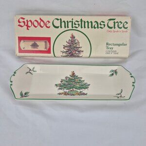 Vintage Spode Christmas Tree Rectangular Tray in Box 9 inch Tray